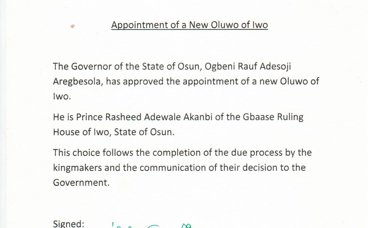Appointment of New Oluwo scanned